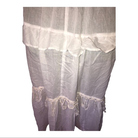 True destinations White prairie flutter strap sleeveless tiered boho‎ maxi dress - Picture 11 of 13